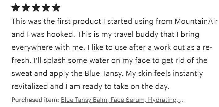 Blue Tansy Balm, 1/2 oz., Face Serum, Extreme Hydration, Anti-Aging, Organic, Gift for Mom, Protecting, Nourishing, Sustainable, Vegan